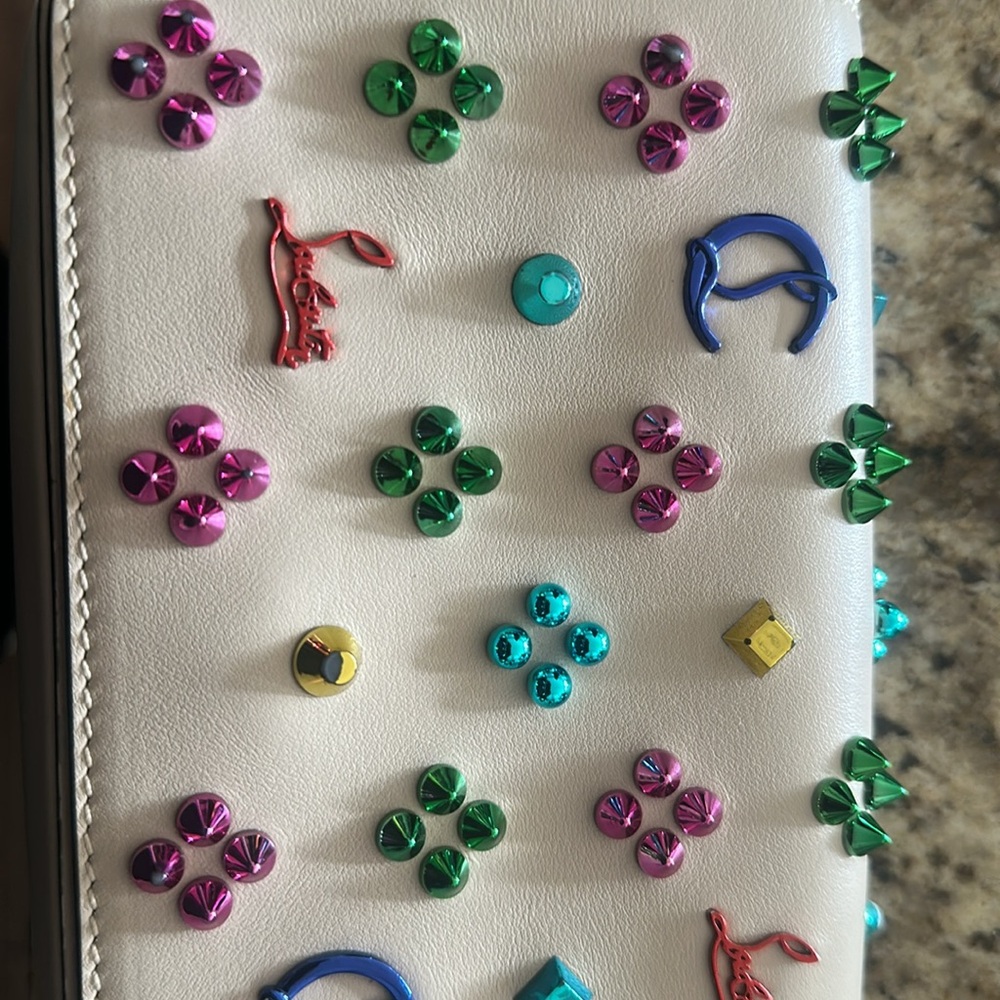 Christian Louboutin Paloma White Multi Metal Leather Clutch - Picture 8 of 8